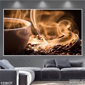 Tranh làn khói hương thơm của ly cà phê in uv