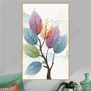Tranh những chiếc lá đủ sắc màu treo tường quán cà phê
