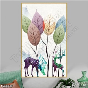 Tranh những chiếc lá sặc sỡ màu treo tường quán cà phê