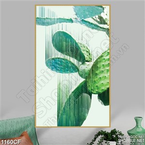 Tranh cây xương rồng vẽ trang trí trên tường quán cà phê