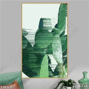 Tranh vẽ cây xương rồng nhòe màu trên tường quán cà phê