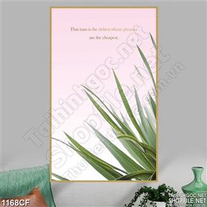 Tranh bức tường hồng in lá xanh trong quán cà phê 3d