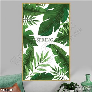 Tranh những chiếc lá vẽ trang trí quán cà phê