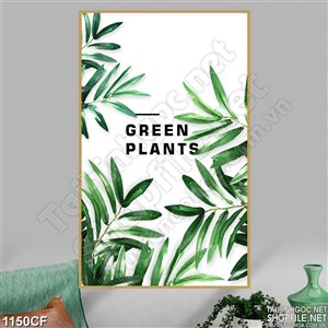 Tranh bức tường trang trí những lá xanh bên trong quán cà phê