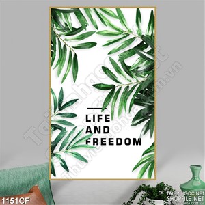 Tranh những chiếc lá xanh mướt trên tường quán cà phê