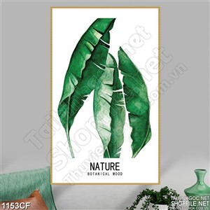 Tranh những tàu lá chuối xanh trang trí quán cà phê