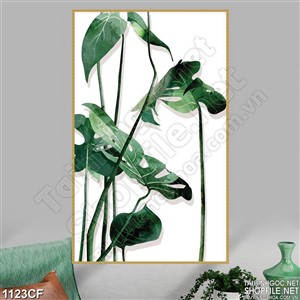Tranh những cành lá xanh trang trí quán cà phê