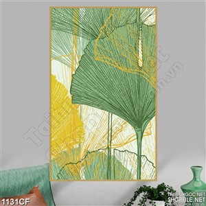 Tranh bức tường vẽ lá sen treo trong quán cà phê
