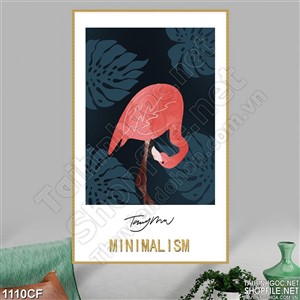 Tranh cò hồng kiếm ăn trong đêm trang trí quán cà phê