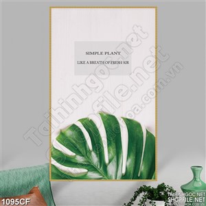 Tranh góc nhỏ chiếc lá xanh trang trí quán cà phê