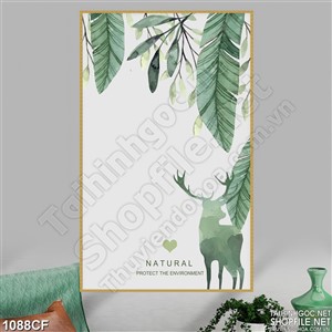 Tranh những chiếc lá vẽ màu nước trang trí qán cà phê