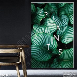 Tranh rừng lá xanh treo tường quán cà phê in uv