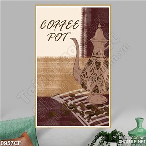 Tranh bình trà bên quán cà phê treo tường