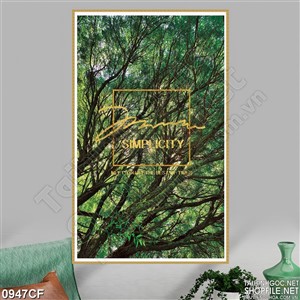 Tranh rừng cây xanh treo tường quán cà phê 3d