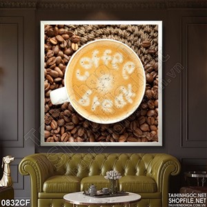 Tranh tách cappuccino in chữ coffee