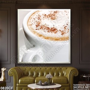 Tranh bọt kem trắng trên ly cà phê cappuccino