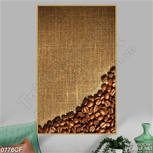 Tranh một góc hạt cà phê trên bàn gỗ
