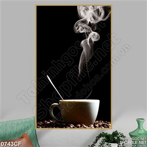 Tranh làn khói trắng hương cà phê đen trong màn đêm Tranh làn khói trắng hương cà phê đen trong màn đêm