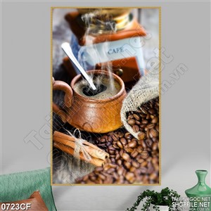 Tranh làng khói bốc lên từ ly cà phê đen 3d