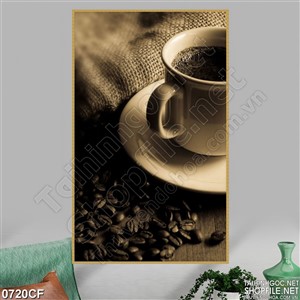 Tranh một góc ly cà phê đen