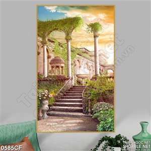 Tranh lối cầu thanh trên tường quán cà phê