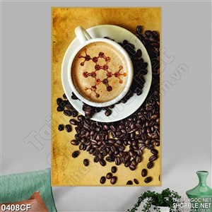 Tranh ly cà phê cappuccino chụp từ trên cao xuống