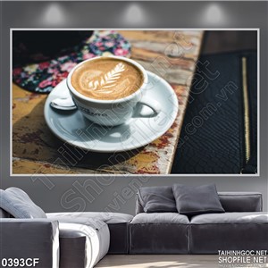 Tranh bông lúa trên mặt ly cà phê cappuccino
