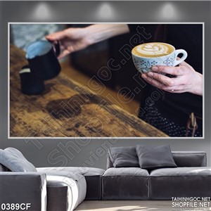 Tranh ly cappuccino hương cà phê in uv