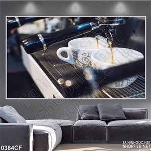 Tranh những giọt cà phê được ép từ máy ra in uv