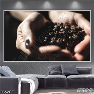 Tranh những hạt cà phê trong lòng bàn tay 3d
