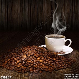 Tranh cốc cà phê trắng bóc khói trong đêm