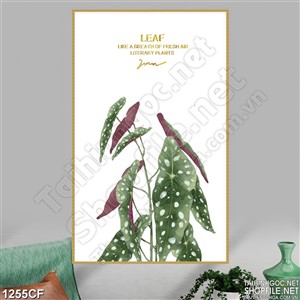 Tranh bức tường quán cà phê vẽ cây lá hai màu 3d