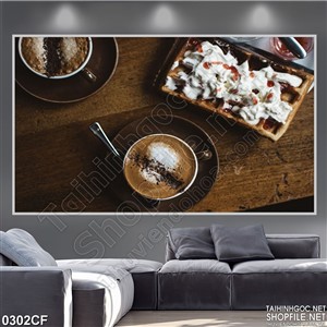 Tranh bột socola rãi đầy trên mặt ly cà phê