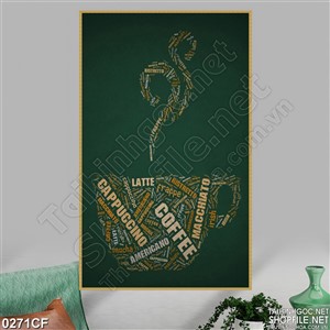 Tranh bức tường chữ tào thành ly cà phê in uv