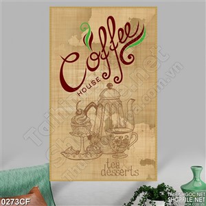 Tranh vẽ chữ coffe bay lượn trang trí tường