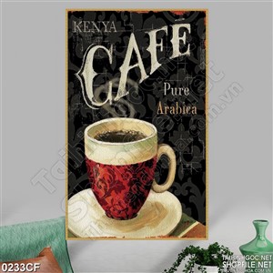 Tranh chữ cafe trắng trên nên tường đen