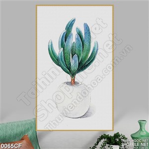 Tranh vẽ mần chồi xanh trên tường quán cà phê