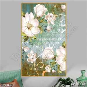 Tranh những bông hoa trên nên quán cà phê
