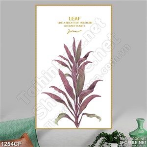Tranh bức tường quán cà phê vẽ cây lá tím
