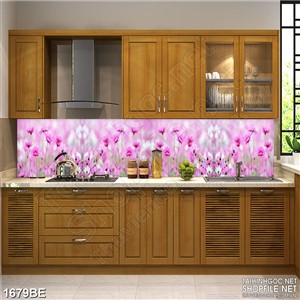 Tranh cánh đồng hoa tím trong gió psd bếp