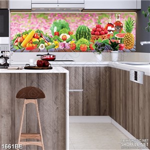 Tranh khu vườn đầy rau củ tươi treo bếp psd