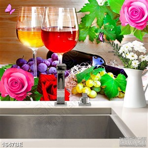 Tranh psd bếp hai ly rượu vang trên bàn ăn