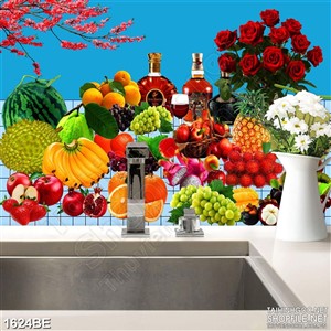 Tranh psd bếp tiệc rượu và trái cây tươi