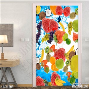 Tranh trái cây tươi trong dòng nước mát in bếp Tranh trái cây tươi trong dòng nước mát in bếp