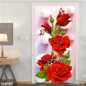 Tranh psd bếp đàn bướm trên những bông hồng