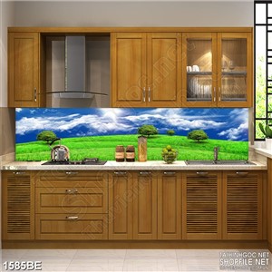 Tranh cánh đồng cỏ xanh treo bếp in uv