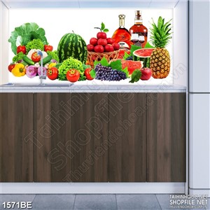 Tranh psd bếp bàn tiệc trái cây tươi