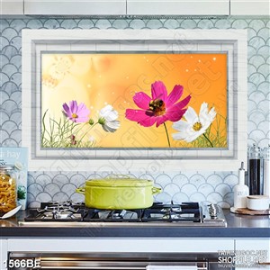 Tranh psd bếp những bông hoa trong nắng