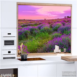 Tranh in uv bếp khu rừng hoa tím