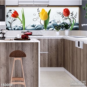 Tranh psd bếp những bông hoa tulip xinh đẹp